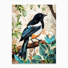 Magpie bird animal illustration art Canvas Print