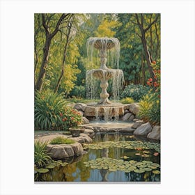 Fountain In The Secret Garden Canvas Print