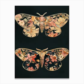 Dark Butterflies William Morris Style 6 Canvas Print