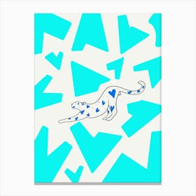 Leopard hearts blue. Love. Leopard line Canvas Print