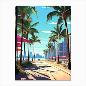 Miami Beach Florida, Usa, Flat Illustration 4 Canvas Print