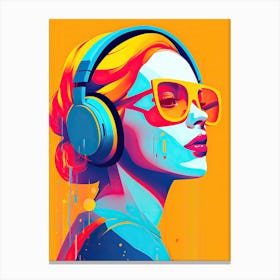 Girl With Headphones Pop Art 1 Canvas Print