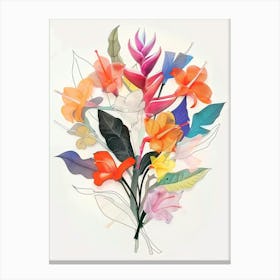 Heliconia 3 Collage Flower Bouquet Canvas Print