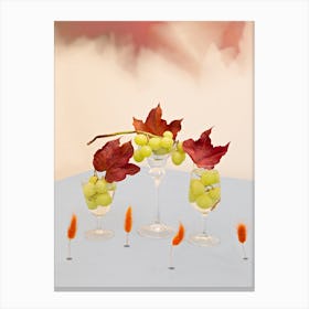 Still Life Grapes And Leafss Canvas Print