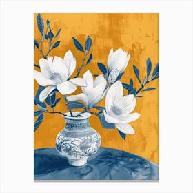 Magnolia Flowers On A Table   Contemporary Illustration 3 Canvas Print