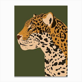 Jungle Safari Jaguar on Dark Green Canvas Print