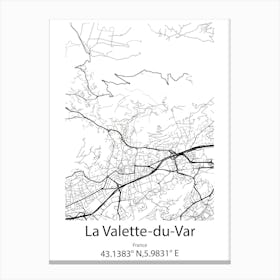 La Valette Du Var,France Minimalist Map Canvas Print