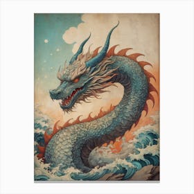 Japanese Dragon Vintage Painting (22) Canvas Print