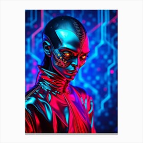 Futuristic Woman in Color Gloss Canvas Print