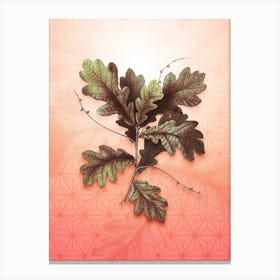 English Oak Vintage Botanical in Peach Fuzz Asanoha Star Pattern n.0208 Canvas Print