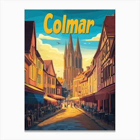 Aihrgdesign A Retro Travel Poster For Colmar Featuring The Go B499e7a8 52fa 474d 8054 Ad8e7b7c826c 2 Canvas Print