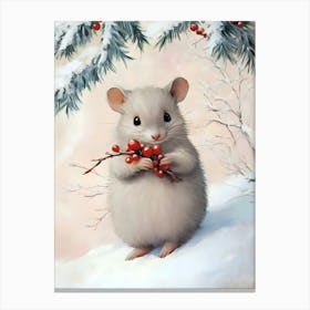 Mouse With Berries Canvas Print