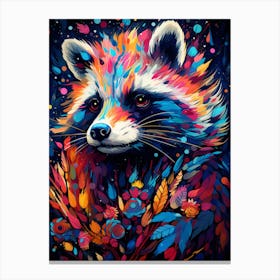 A Common Raccoon Vibrant Paint Splash 1 Canvas Print