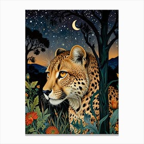 William Morris Cheetah In The Night Canvas Print