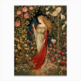 Lady In A Rose Garden Canvas Print
