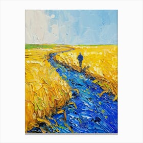 Man In A Yellow Field 2 Canvas Print