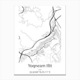 Yoqneam Illit,Israel Minimalist Map Canvas Print