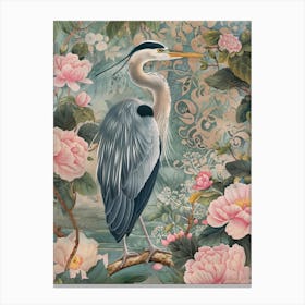 Heron In The Garden Canvas Print