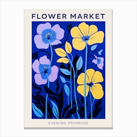 Blue Flower Market Poster Evening Primrose 2 Canvas Print