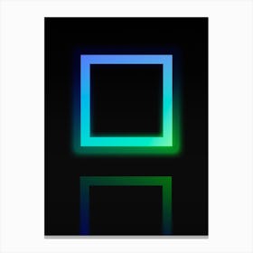 Neon Blue and Green Abstract Geometric Glyph on Black n.0235 Canvas Print