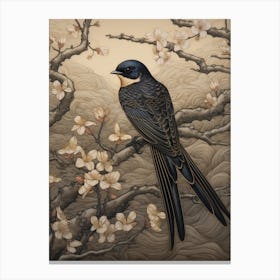 Dark And Moody Botanical Swallow 2 Canvas Print