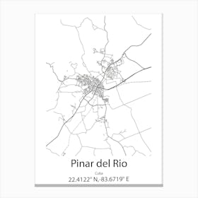 Pinar Del Rio,Cuba Minimalist Map Canvas Print