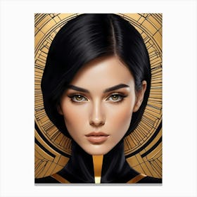 Geometric Woman Portrait Luxury Gold (24) Canvas Print