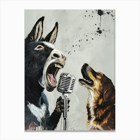 Donkey And Dog Singing Canvas Print