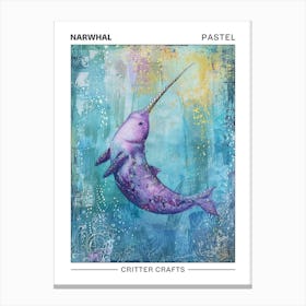 Narwhal Pastel Watercolour 1 Poster Leinwandbild