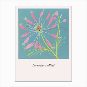 Love In A Mist 2 Square Flower Illustration Poster Canvas Print