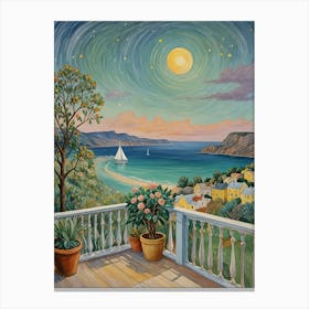 Romantic Moonlit Bay Canvas Print