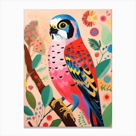 Pink Scandi American Kestrel 1 Canvas Print