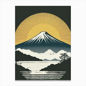 A Serene Scene Of Mount Fuji At Sunrise Ukiyo-E Style Canvas Print