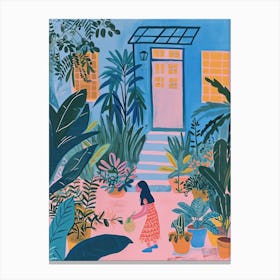 Girl Gardening Lo Fi Kawaii Illustration 2 Canvas Print