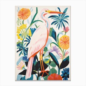 Colourful Bird Painting Egret 2 Canvas Print