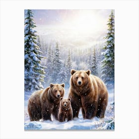 Bears In The Snow Stampe su tela