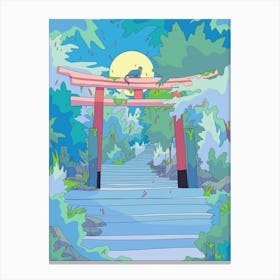 The Cat And The Torii Gate Canvas Print