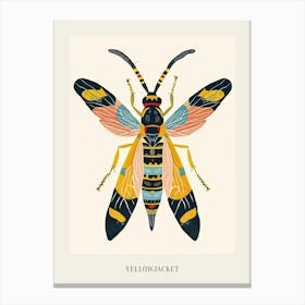 Colourful Insect Illustration Yellowjacket 2 Poster Canvas Print