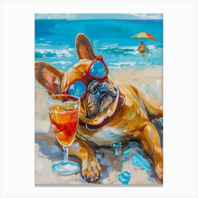 French Bulldog On The Beach 1 Canvas Print