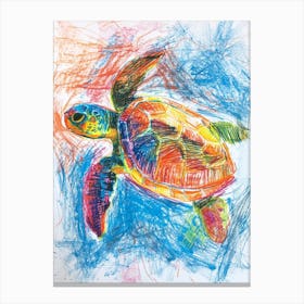 Rainbow Turtle Scribble Crayon Drawing 7 Canvas Print