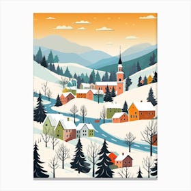 Retro Winter Illustration Cesky Krumloy Czech Republic 1 Canvas Print