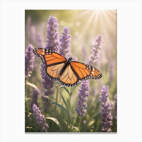 Monarch Butterfly On Lavender 3 Canvas Print