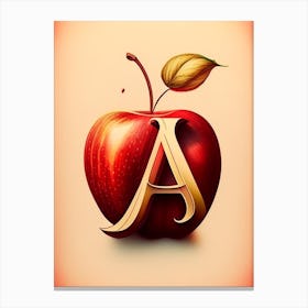 A  Apple, Letter, Alphabet Retro Drawing 1 Canvas Print