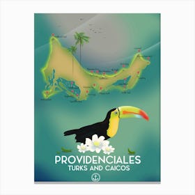 Providenciales Turks and Cacos travel map Canvas Print