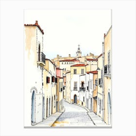 Watercolor Sketch Of A Street 1 Canvas Print