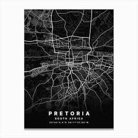 Pretoria South Africa Black Map Canvas Print