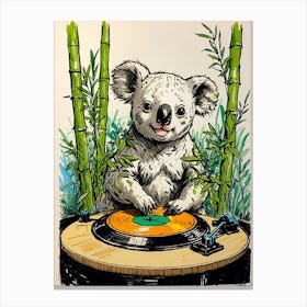 Koala At The Turntable Canvas Print