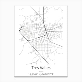 Tres Valles,Mexico Minimalist Map Toile