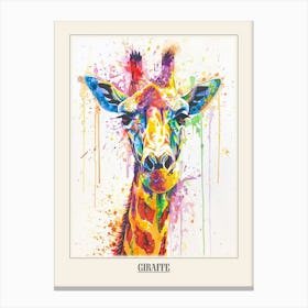Giraffe Colourful Watercolour 1 Poster Canvas Print