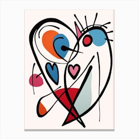 Abstract Heart Line Illustration Colours 2 Canvas Print